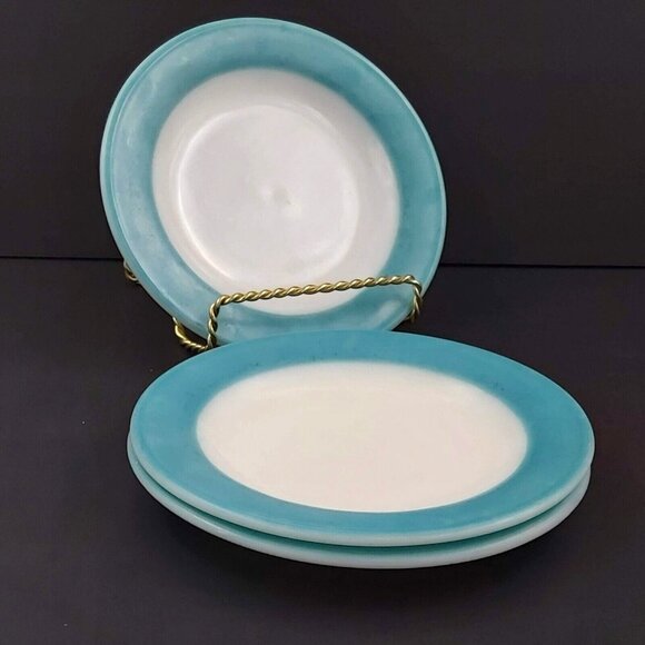 PYREX Bread Plates- Turquoise Blue-6.75 Inches - Set of 3-Made in Canada - Picture 10 of 10